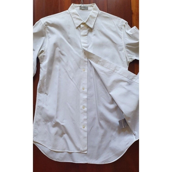 Dior Paris Men's Button-Up Shirt White Gray Sleeves Logo Casual Designer M/ 39 - Picture 8 of 11